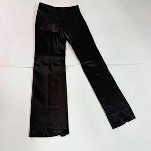 Michael Lawrence Leather Pants Womens 6 Black Straight Leg High Rise Classic
